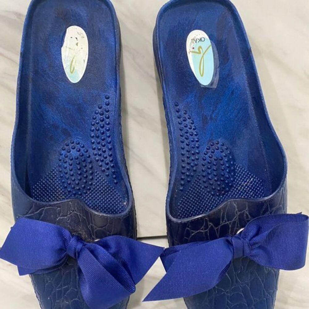 Oka-B Women's Blue Slide Mules Flat Shoes